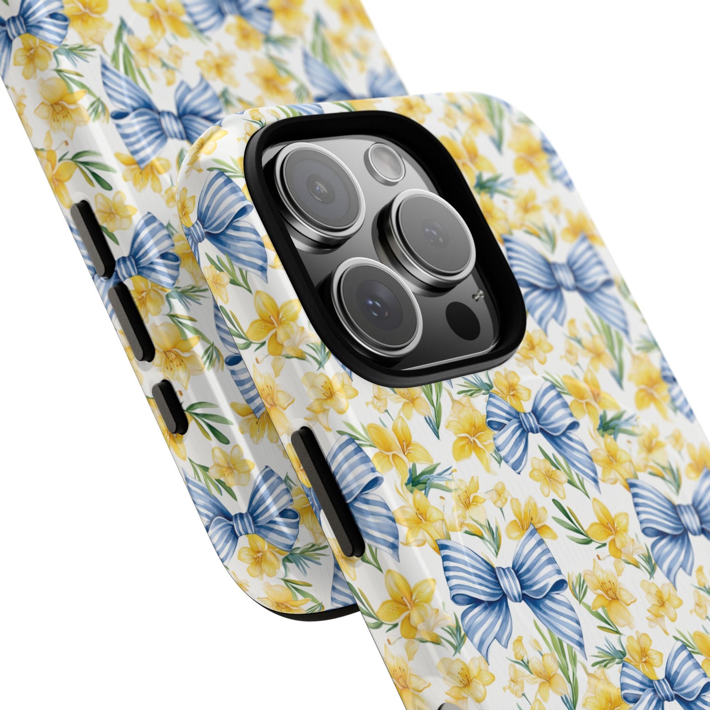 Sunshine Blue Coquette Bows Tough iPhone Magnetic Case for iPhones, Cute iPhone Cover, Spring Gift, Durable Case, Custom iPhone Protection
