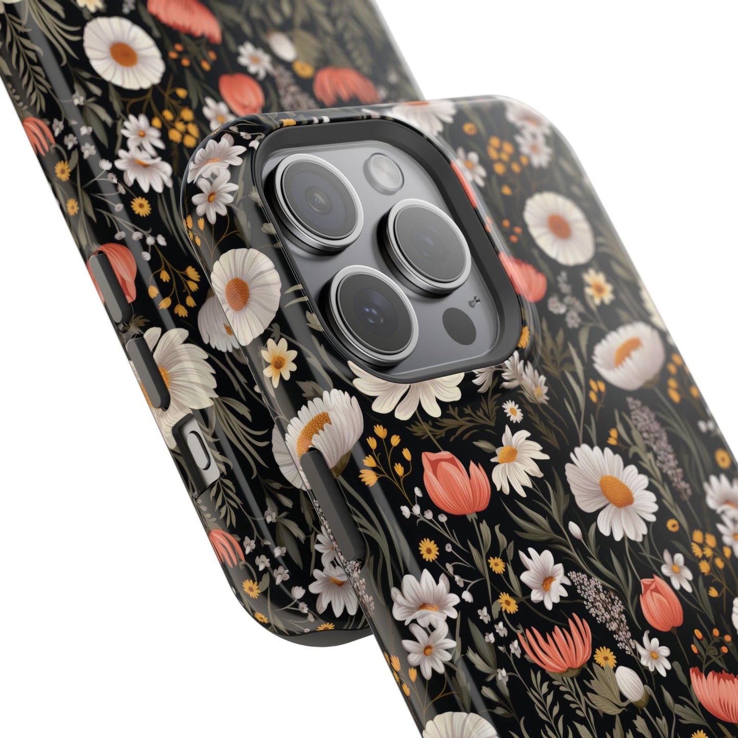 Blossom Elegance: Noir Garden Magnetic Tough iPhone Cases