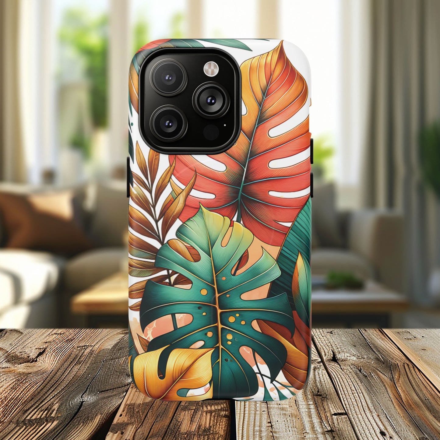 Tropical Monstera Leaf Phone Case - Stylish Tough Magnetic Cases, Floral Protection, Summer Vibe, Gift for Nature Lovers, Trendy Mobile Accessories