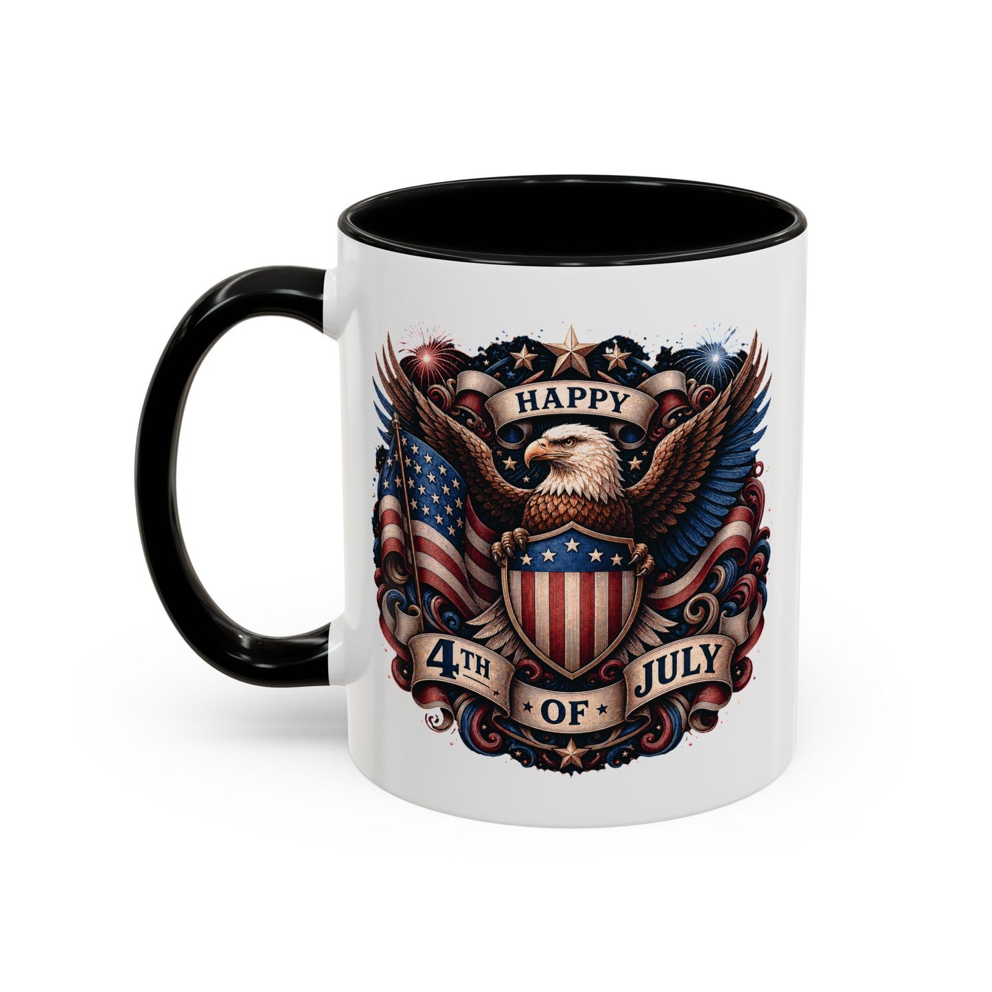 4th of July Eagle Coffee Mug — Patriotic American Flag Accent Mug (11/15oz)