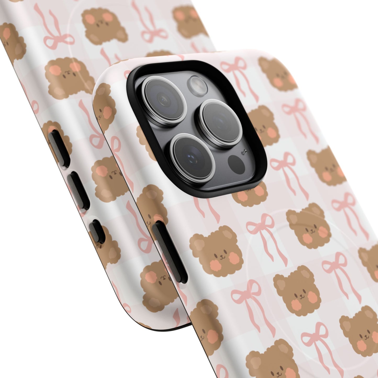Cute Bear Pattern Magnetic Phone Case, Durable Animal Design, Gift for Kids, Trendy Case for iPhone, Cute Phone Accessory