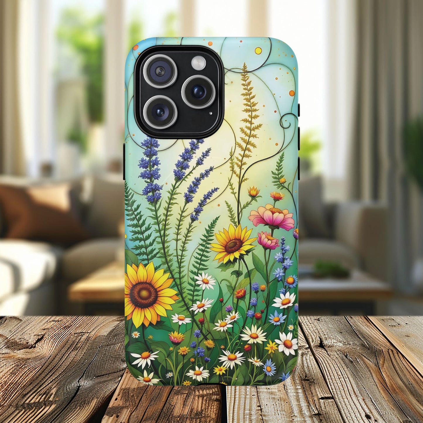 Floral Stained Harmony Glass Tough Magnetic Phone Case | Nature Inspired Design | Durable Protection | Gift for Nature Lovers | Spring Vibe