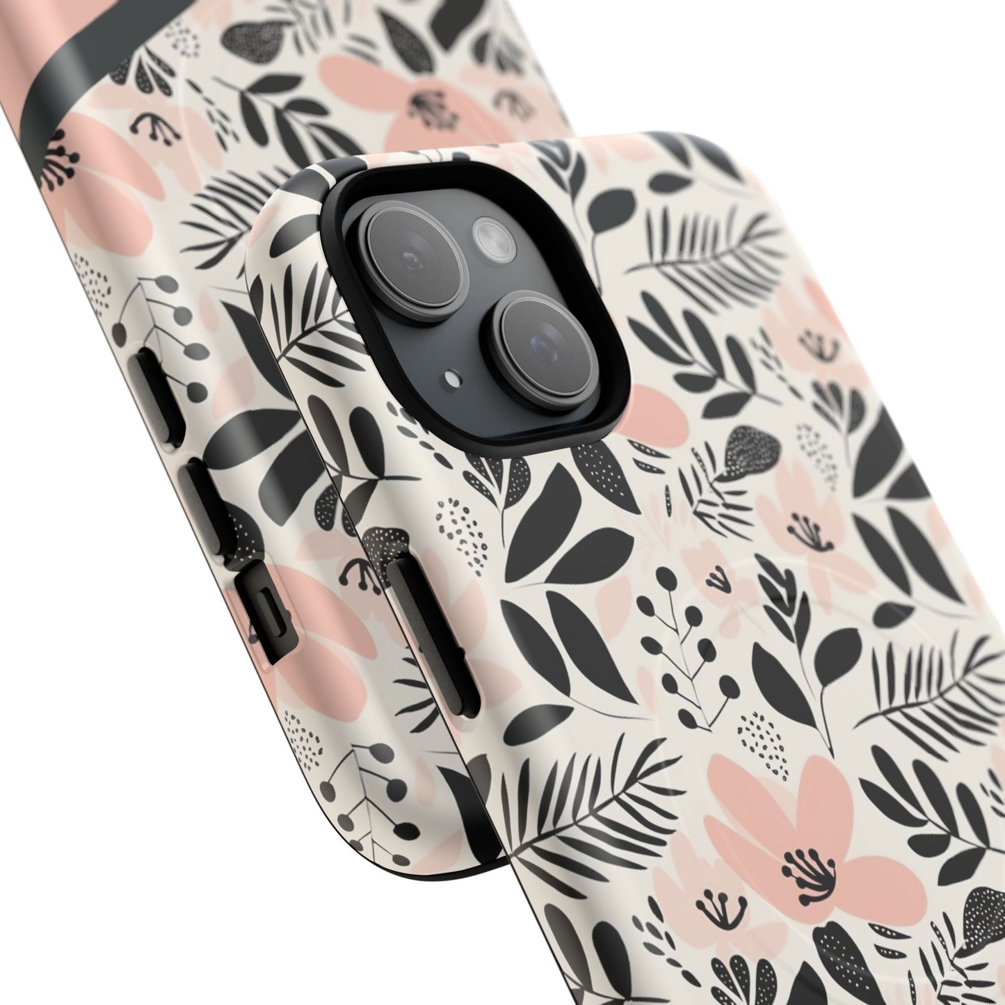 Personalized Floral Blush Garden Whisper Tough Magnetic MagSafe® iPhone® 13, 14, 15, 16, 17, Pro, Pro Max, Plus Cases (Custom Name).