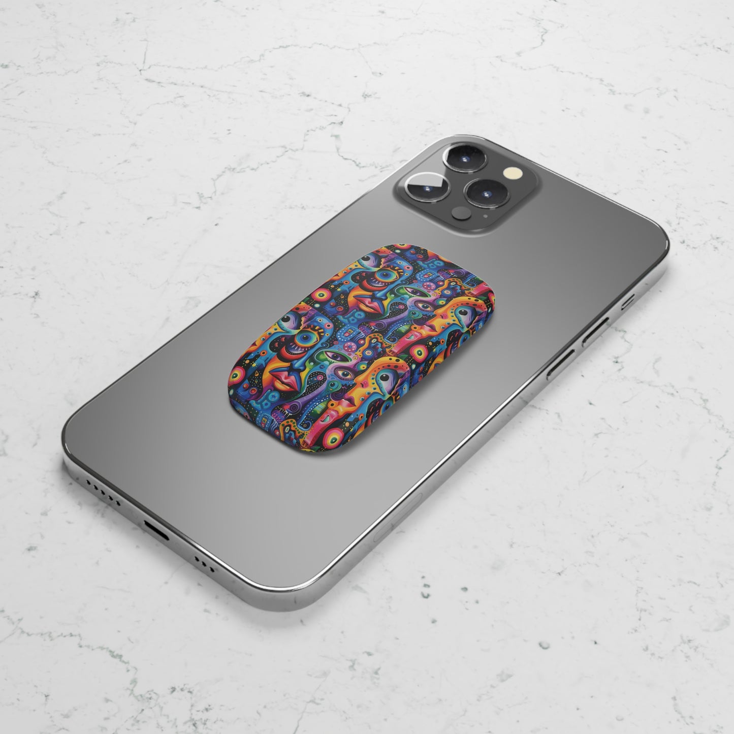 Psychedelic Visions Colorful Artistic Phone Grip - Abstract Face Design