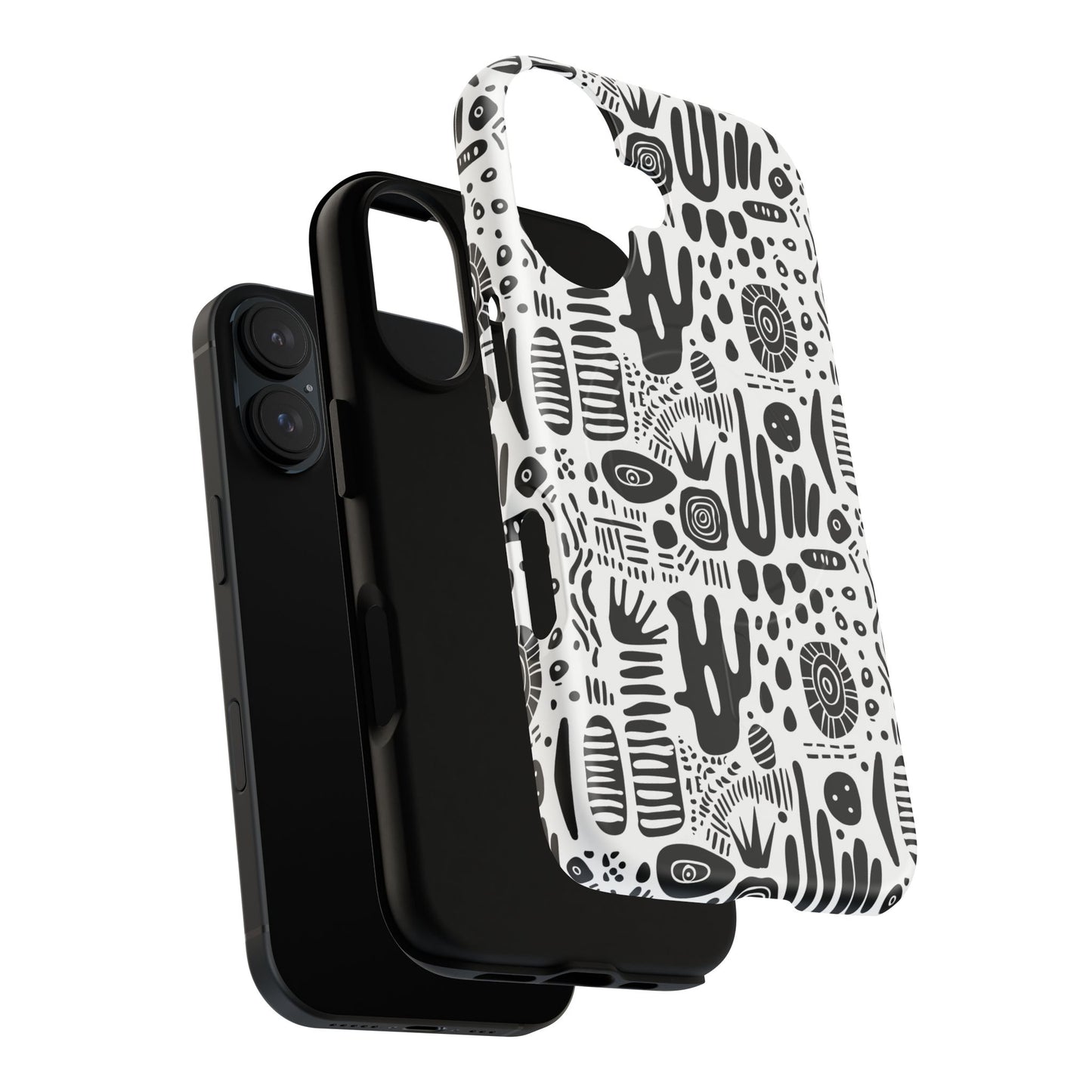 Abstract Monochrome Tough Magnetic iPhone Cases, Stylish Phone Cover, Durable Phone Protector, Modern Tech Accessories, Unique Gift Ideas