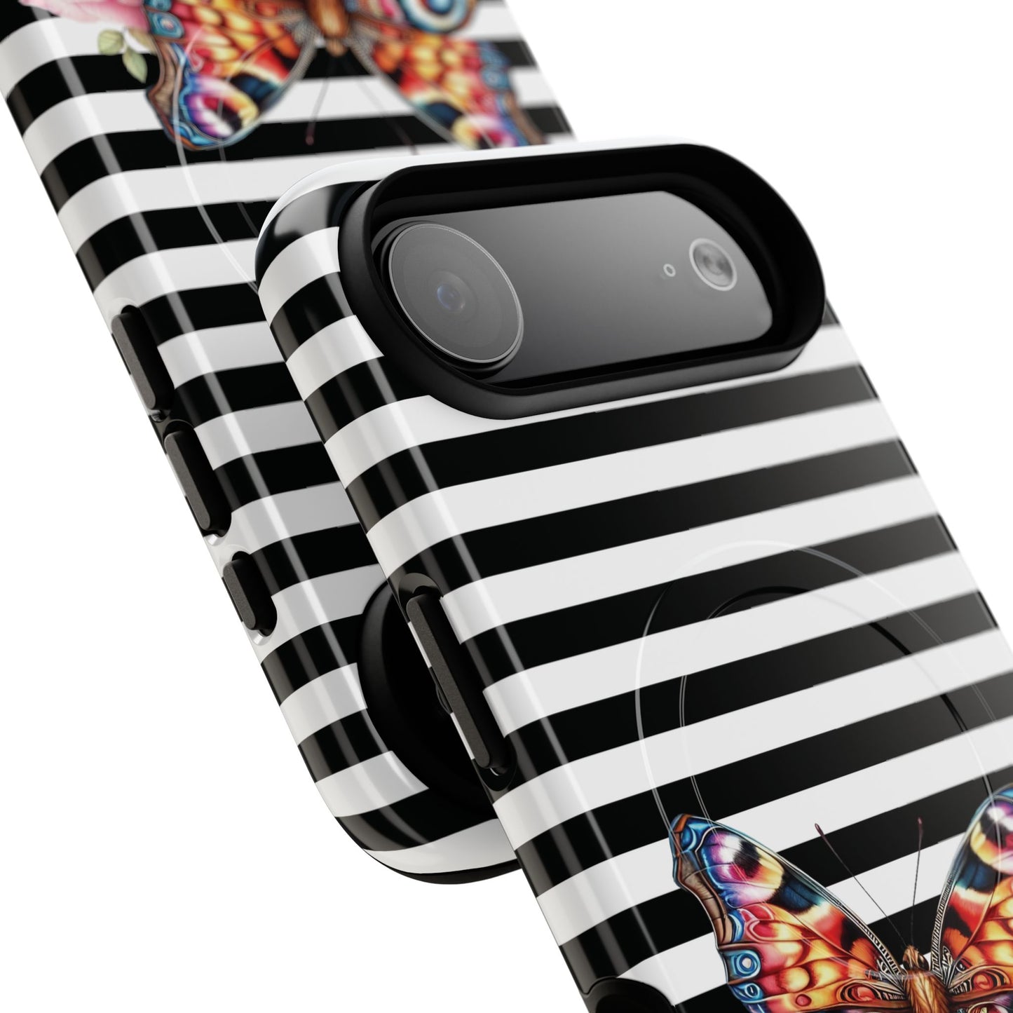 Butterfly & Roses Tough iPhone Magnetic Case, Floral iPhone Cover, Nature-Inspired, Gift for Her, Trendy Accessories