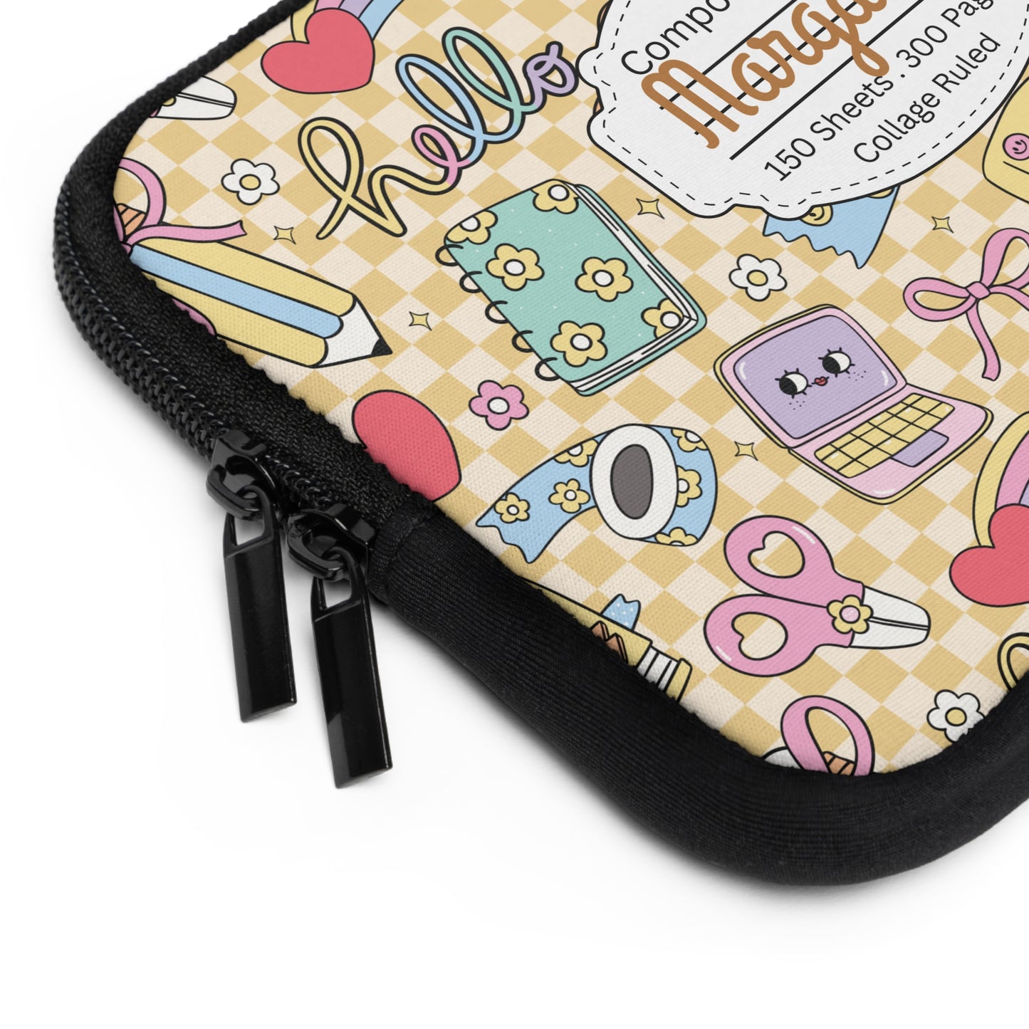 Personalized Doodle Daydream Laptop Sleeve with Composition Book Inspired Design, Customizable Tech Case, School Supplies, Gift for Students, College Essentials, Back to School