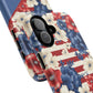 Personalized Stars, Stripes & Petals Tough Magnetic MagSafe Case, Patriotic Cover, Floral Design, Durable Protection, Gift for Her, Summer Vibes