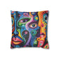 Psychedelic Visions Vibrant Abstract Art Pillowcase - Colorful Decorative Faux Suede Cushion Cover