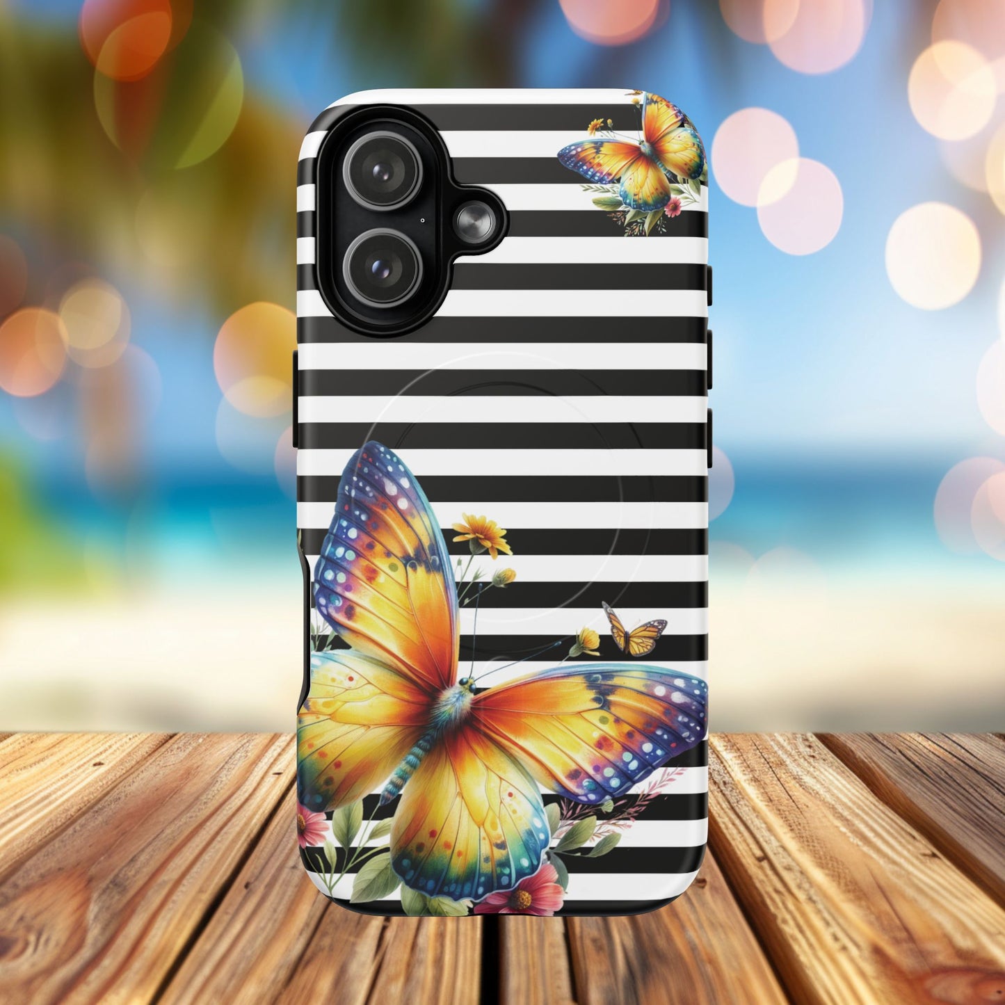 Botanic Flight Tough iPhone Magnetic Cases, Floral iPhone Cover, Stylish Tech Accessory, Gift for Nature Lovers, Butterfly Design, Unique Phone Protector