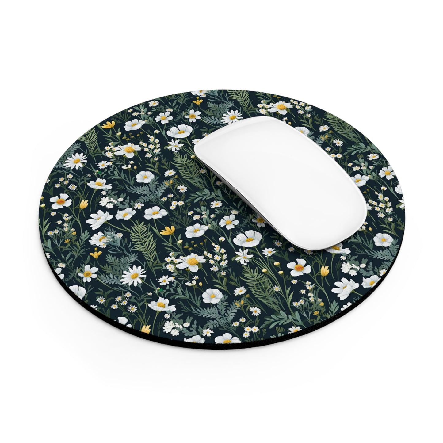 Daisy Delight Botanical Floral Mouse Pad - Beautiful Greenery Design for Home or Office.