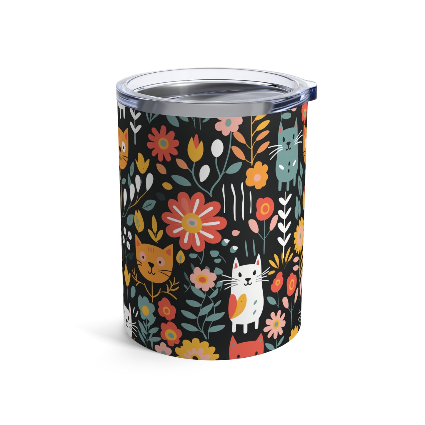 Whimsical Feline Garden Tumbler 10oz