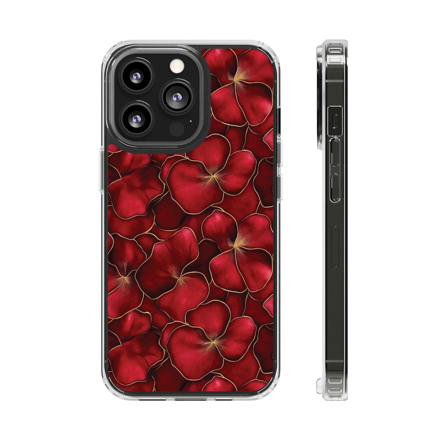 Velvet Petal Noir Floral Petal Clear Impact-Resistant iPhone and Samsung Case.