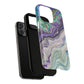Stylish Purple Acrylic Tough Magnetic iPhone Cases, Unique Protective Cases for iPhone, Colorful Marble Design, Great Gift for iPhone Lovers