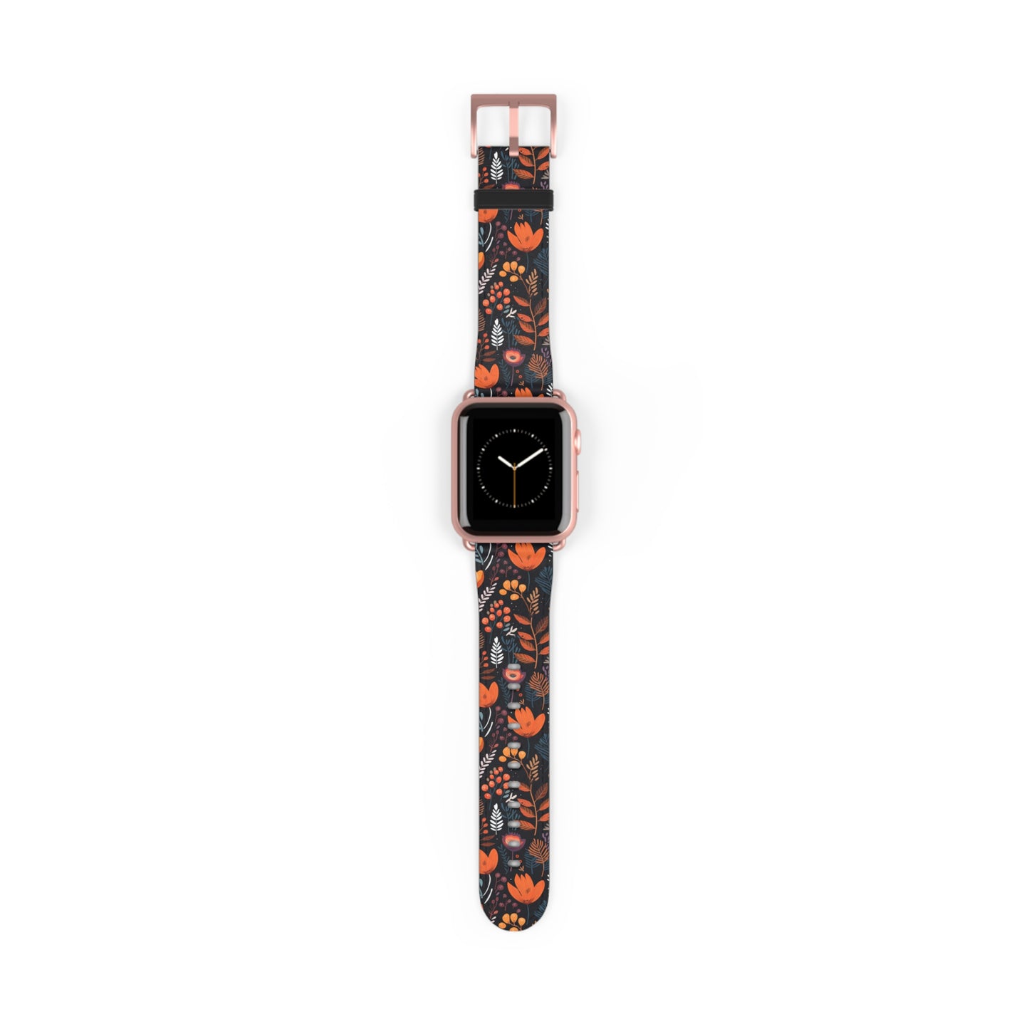 Autumn Bloom Floral Patterned Watch Band - Boho Chic Accessory, Gift for Her, Adjustable Strap for Smartwatch, Trendy Wristband, Floral Design.