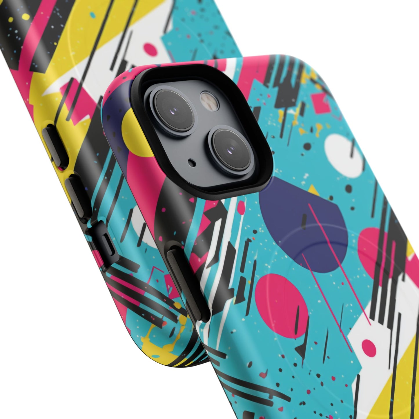 Retro Pop Vibes Magnetic iPhone Case with Abstract Design, Tough iPhone Cover, iPhone Accessory, Gift for Tech Lovers, Trendy iPhone Protector