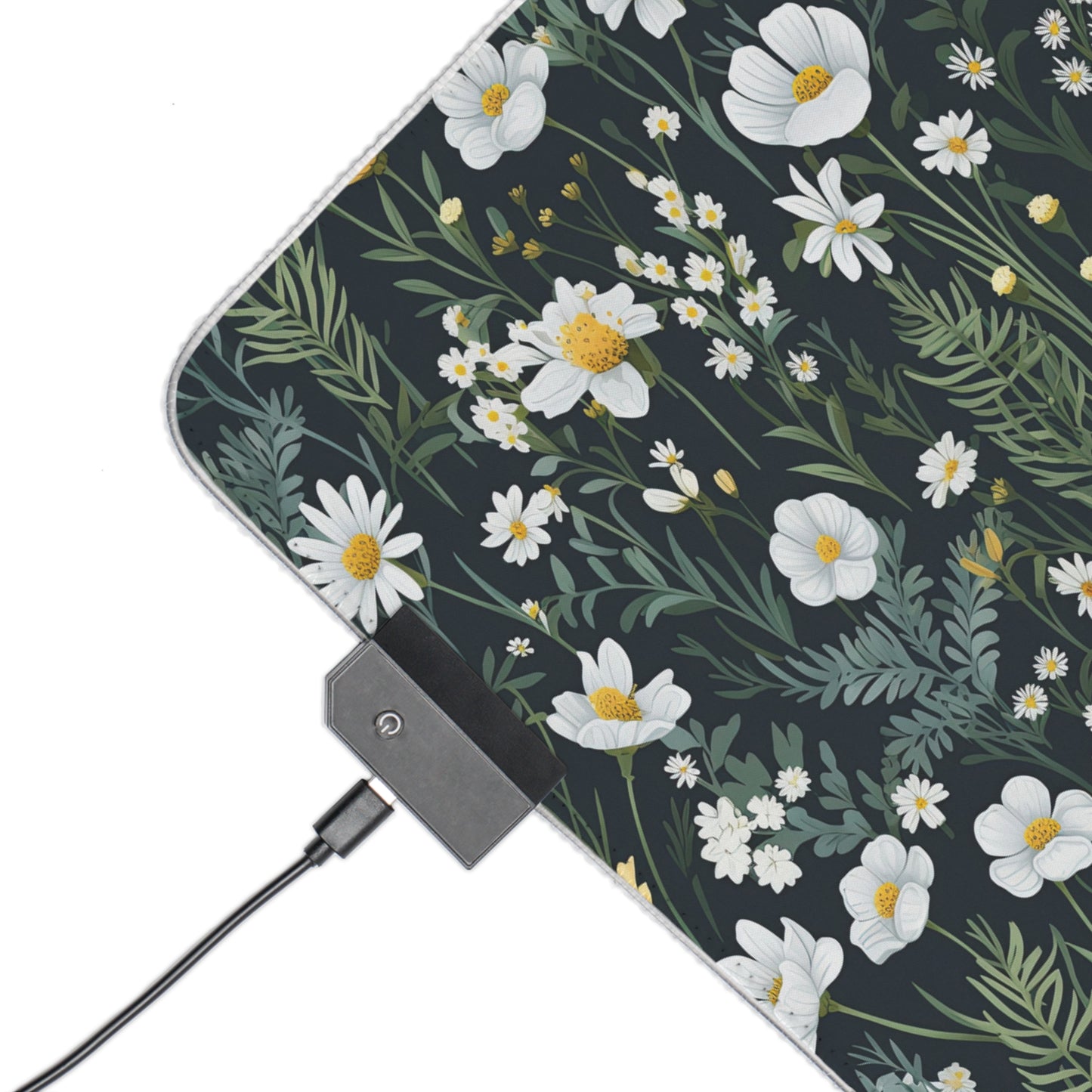 Daisy Delight Floral LED Gaming Mouse Pad – Custom Designed RGB Computer Accessory.