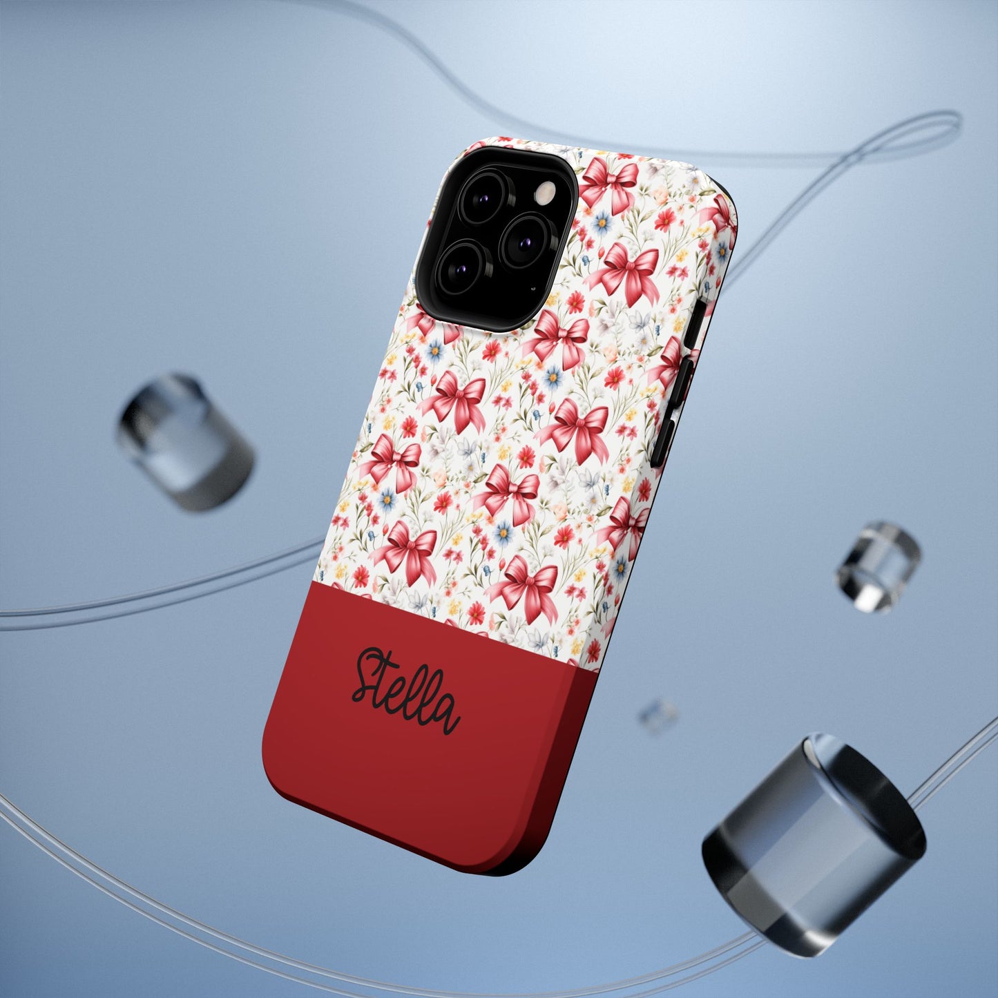 Personalized Rosette Coquette Floral Bow iPhone and Samsung Impact-Resistant Case — Custom Name Case