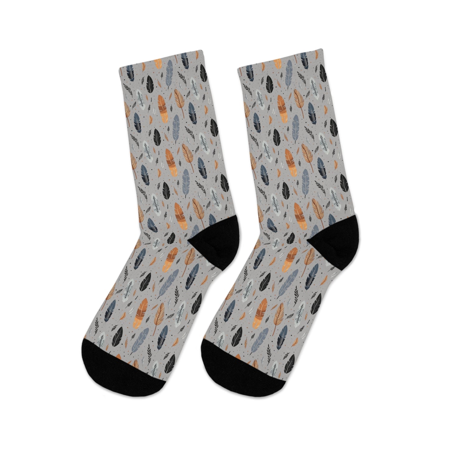 Whispering Feathers Grey Christmas Recycled Poly Socks