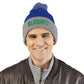 Pom-Pom Knit Cap with 'ELOHIM, GENESIS 1:1'  Embroidery Beanie - Stylish Winter Accessory for All Ages, Perfect Gift for Birthdays, Holidays, and Outdoor Activities