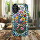Floral Stained Glass Tough Magnetic Case, Durable Phone Cover, Gift for Nature Lovers, Unique Floral Design, Phone Accessories for All Occasions.