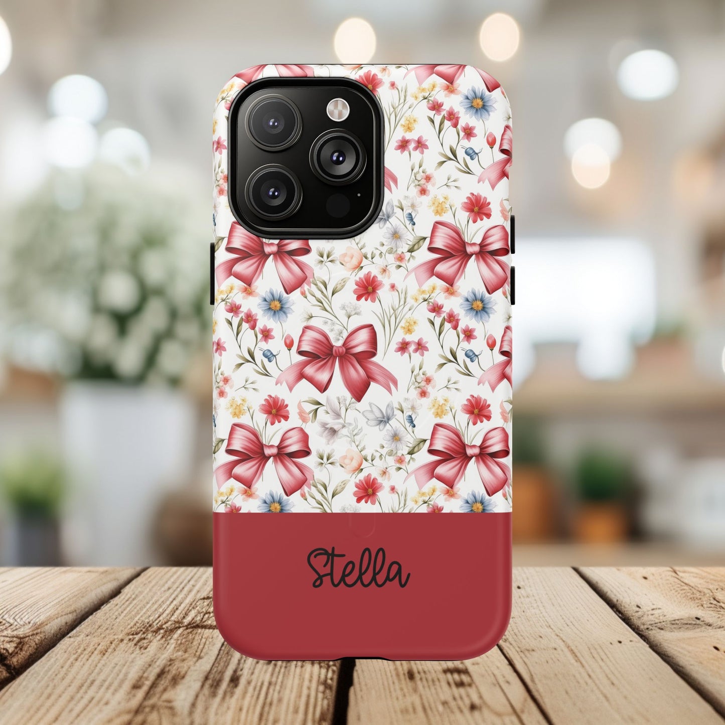 Personalized Rosette Coquette Floral Phone Case - Tough MagSafe® Magnetic Cases, Protective Cover, Stylish Tech Accessory, Gifts for Her