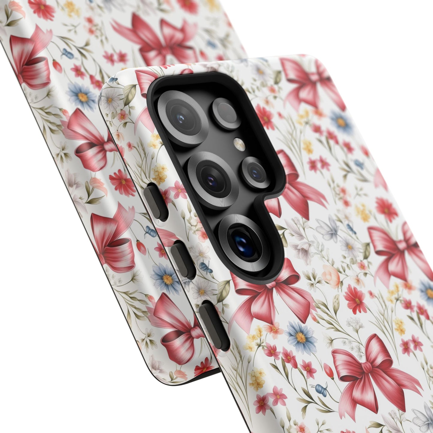 Personalized Rosette Coquette Phone Case - Custom Name/Message 'I Am Stronger Than The Storm' Floral Bow Protective Case