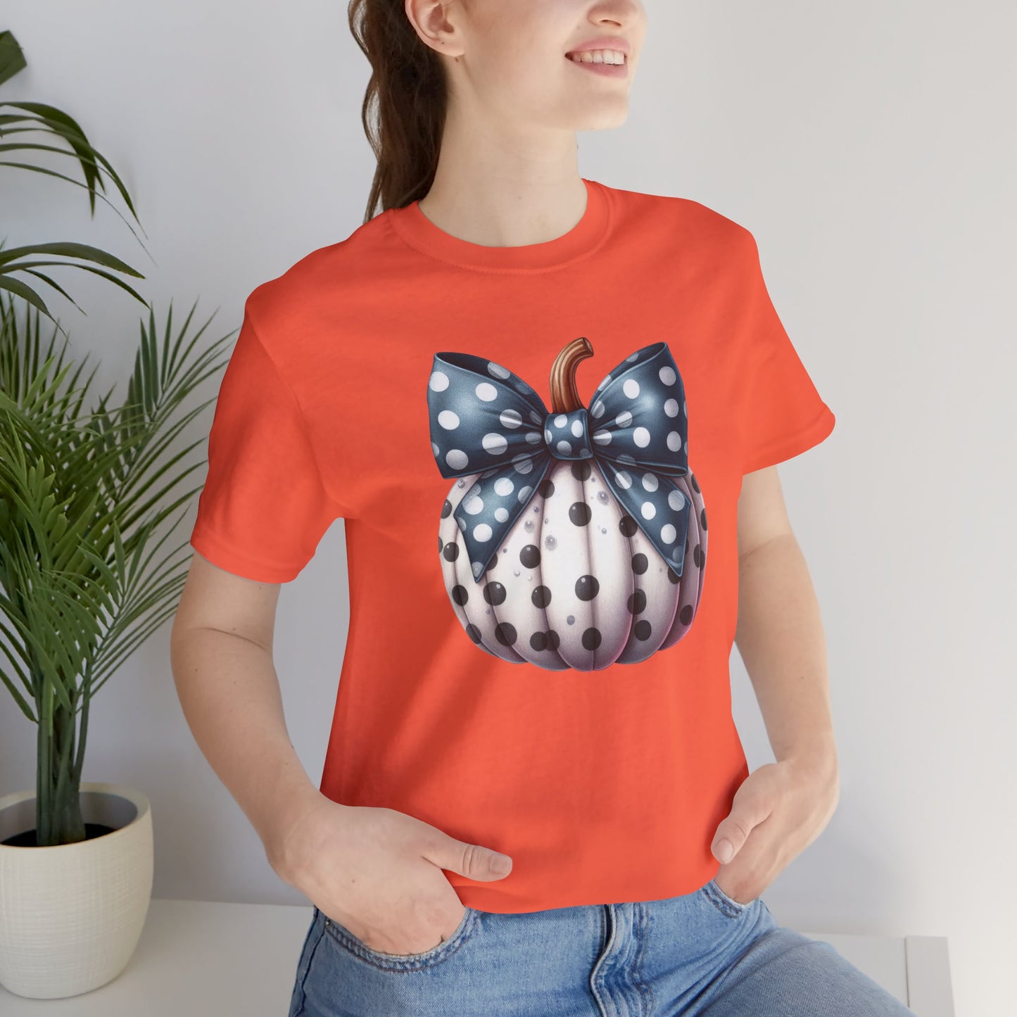 Polka Dot Pumpkin Charm Unisex Jersey Short Sleeve Tee