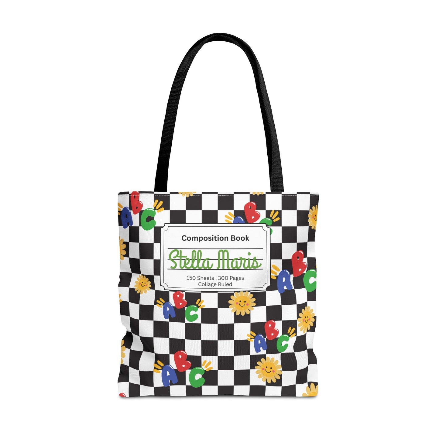 Personalized Schoolyard Chic Composition Book Inspired Tote Bag, Back to School Tote, Teacher Gift, Kids Bag, Custom Name Bag, Educational Accessories, Back to School Tote Bag.