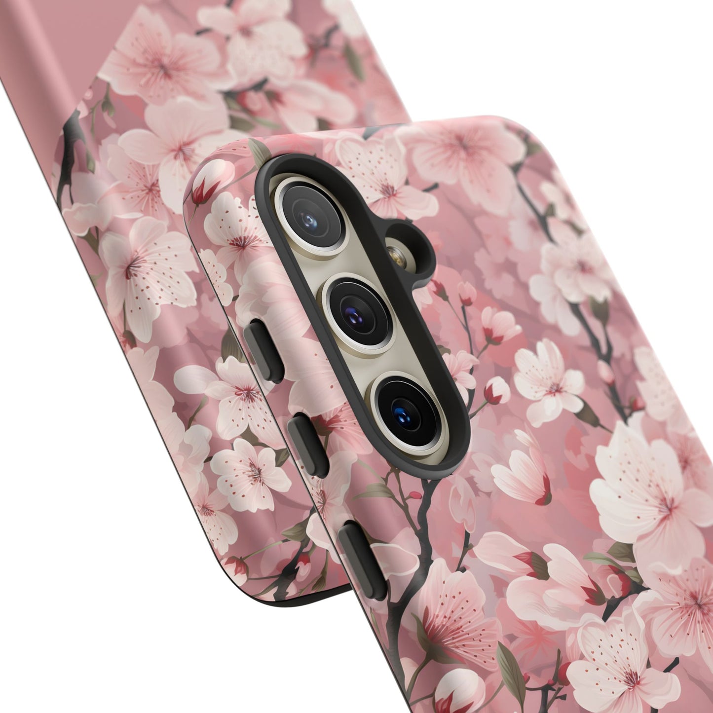 Personalized Cherry Blossom Tough Phone Case — Pink Floral Protective Case for Samsung & Google