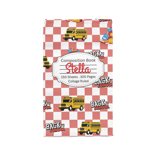 Custom Red SchoolYard Chic Composition Book Inspired Stylish Polyester Lunch Box for Kids - Perfect for School, Picnics, or Snacks | Personalized ABC Design, Back to School, Family [...]