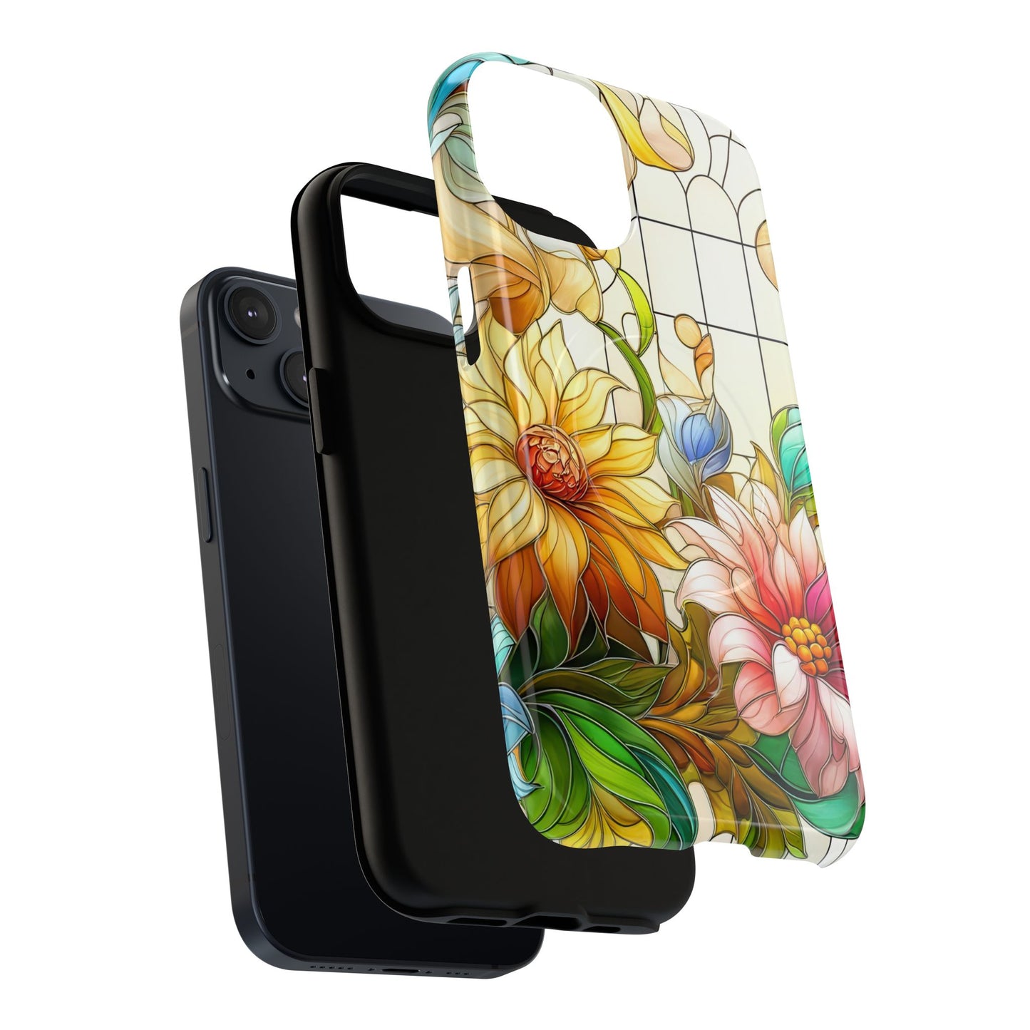Floral Stained Glass Reverie Tough iPhone Magnetic Case, iPhone Cover, Protective Case, Flower Design, Gift for Her, Nature Lover