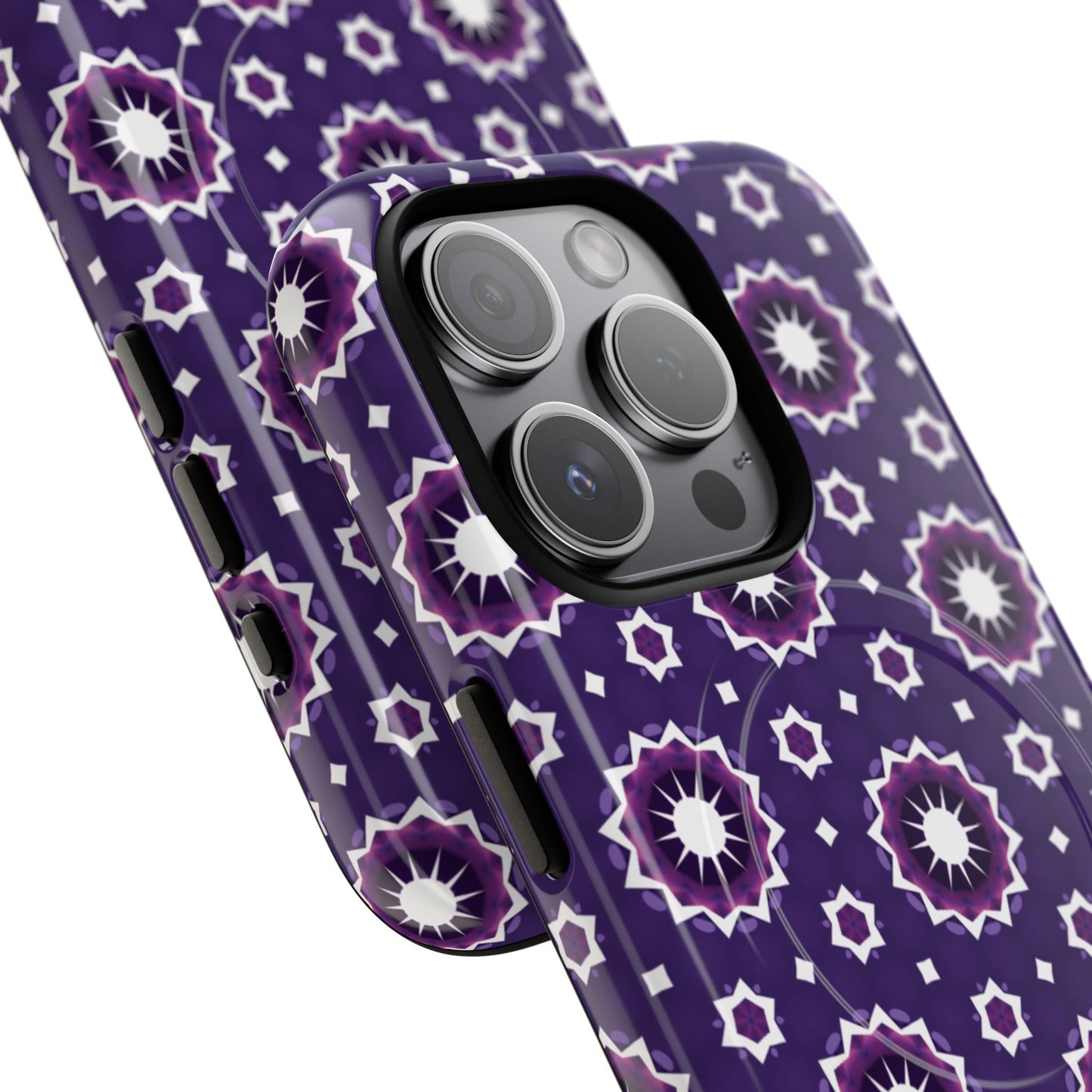 Violet Nova Bloom Stylish Tough Magnetic iPhone Case, Purple Floral iPhone Cover, Durable Cell iPhone Protector, Gift for Her, Mother's Gift