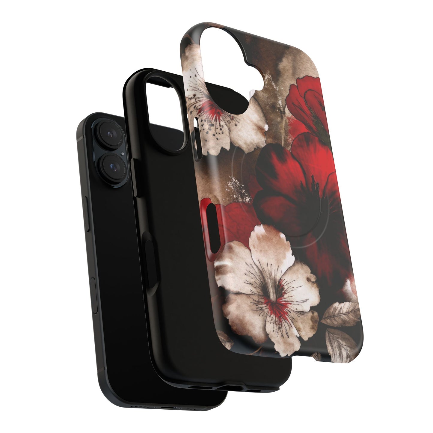 Crimson Noir Tough iPhone Magnetic Cases, Tough iPhone Protector, Stylish Floral Design, Gift for Her, Floral Accessories