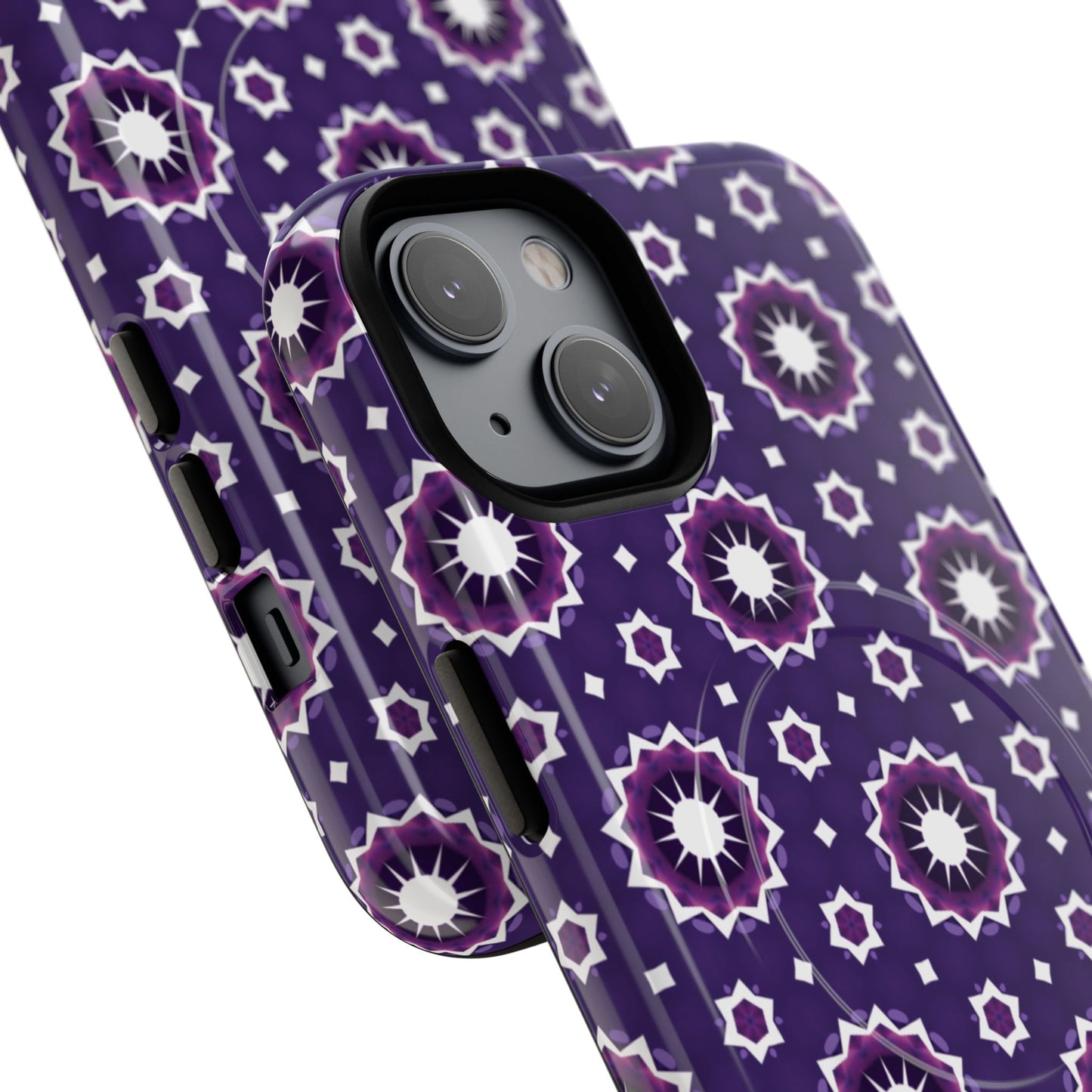 Violet Nova Bloom Stylish Tough Magnetic iPhone Case, Purple Floral iPhone Cover, Durable Cell iPhone Protector, Gift for Her, Mother's Gift