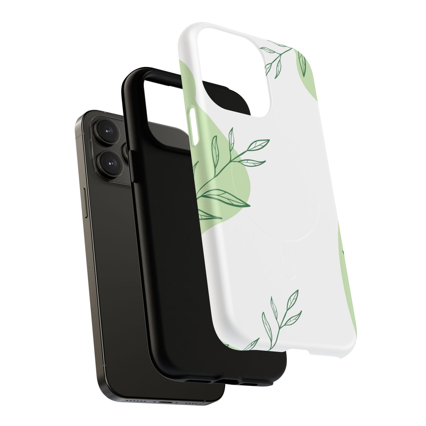 Stylish Tough iPhone Magnetic Cases with Leaf Design, iPhone Protection Cases, Greenery iPhone Covers, Eco-Friendly iPhone Accessories, Gift for Her.