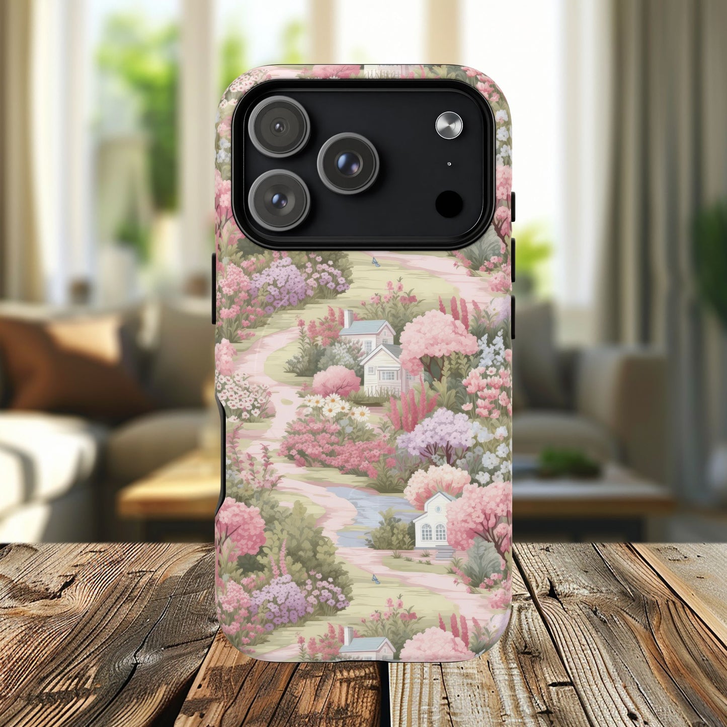 Whispers of Spring Lane Tough iPhone Magnetic Case, Floral iPhone Protection, Gift for Nature Lovers, Spring Accents, Durable Design, Customizable iPhone Cases