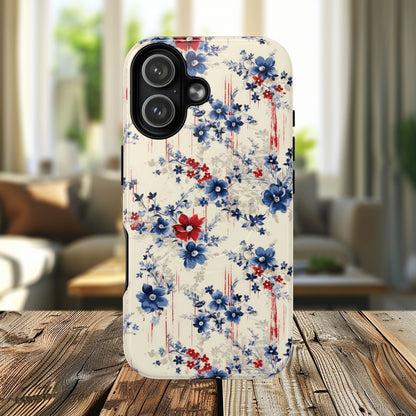 Americana Blossom Drift Tough Magnetic iPhone Case - Durable, Chic, Personalized for Floral Lovers, Gift for Her, Spring Style, iPhone Accessories