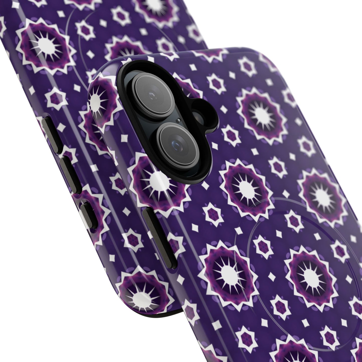 Violet Nova Bloom Stylish Tough Magnetic iPhone Case, Purple Floral iPhone Cover, Durable Cell iPhone Protector, Gift for Her, Mother's Gift