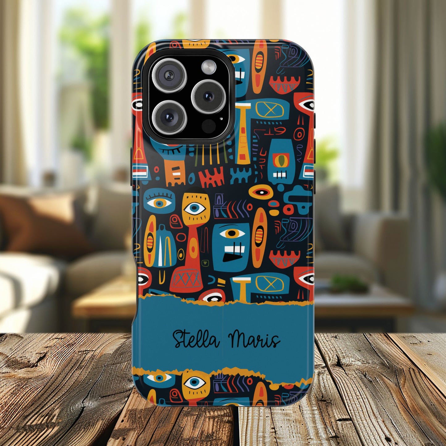 Personalized Colorful Abstract Faces Clear Impact-Resistant Case