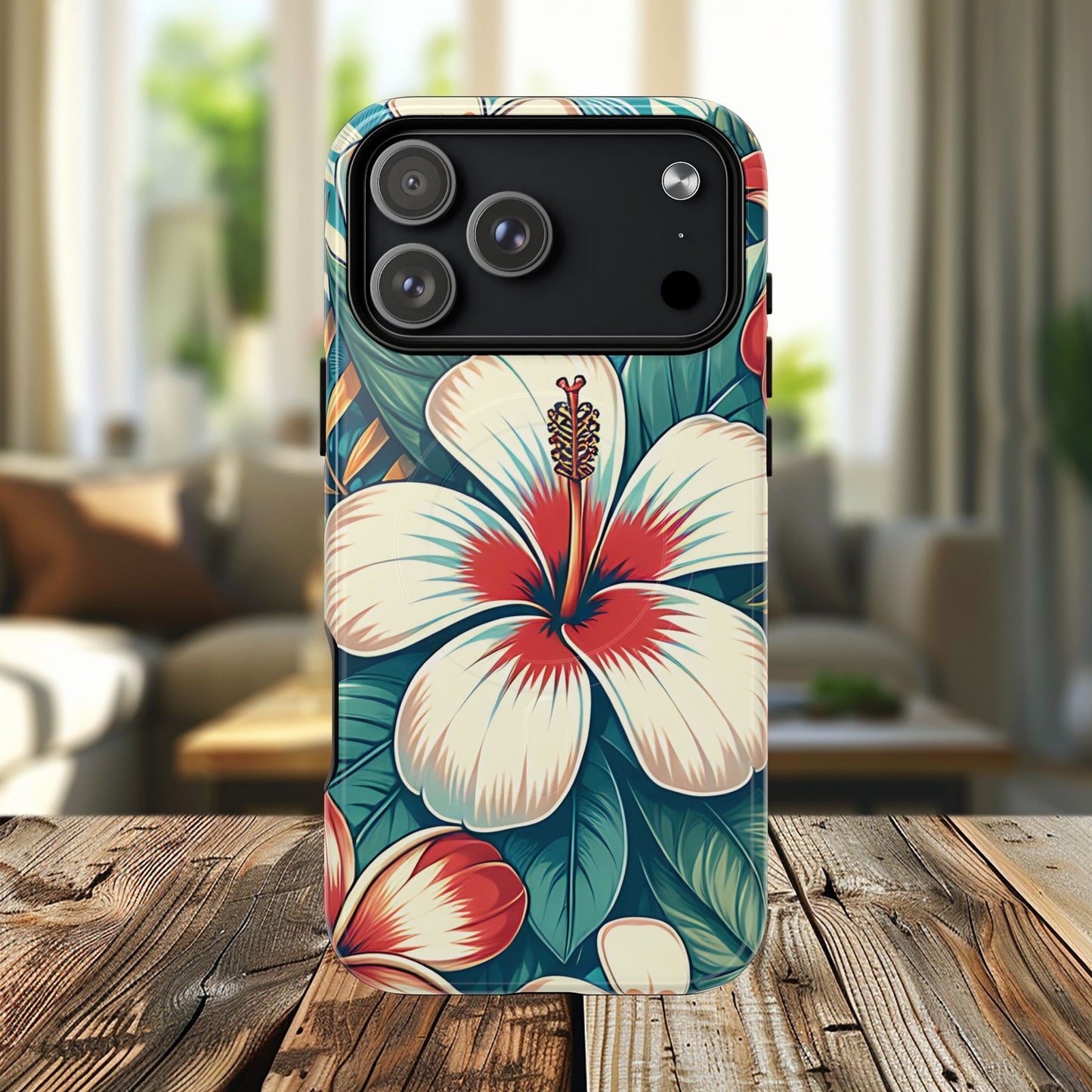 Tropical Hibiscus MagSafe® iPhone® Tough Case - Stylish Phone Protection Gift for Nature Lovers, Vibrant, Summer Vibes.