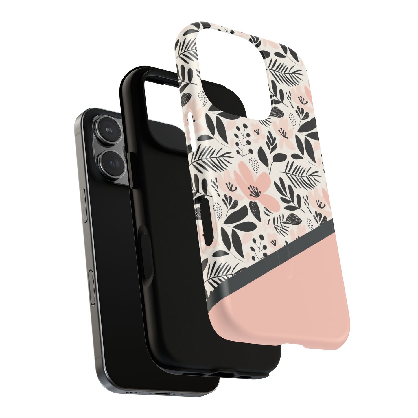 Personalized Floral Blush Garden Whisper Tough Magnetic MagSafe® iPhone® 13, 14, 15, 16, 17, Pro, Pro Max, Plus Cases (Custom Name).