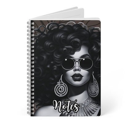 Chic Spiral Notebook, Stylish Journal for Notes, Gift for Her, Black-Owned Business, Inspirational Decor, Fashionista Essential