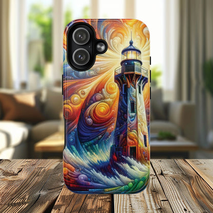 Vibrant Lighthouse Magnetic iPhone Case, Durable Protection for Everyday Adventure, Gift for Nature Lovers, Colorful iPhone Cover