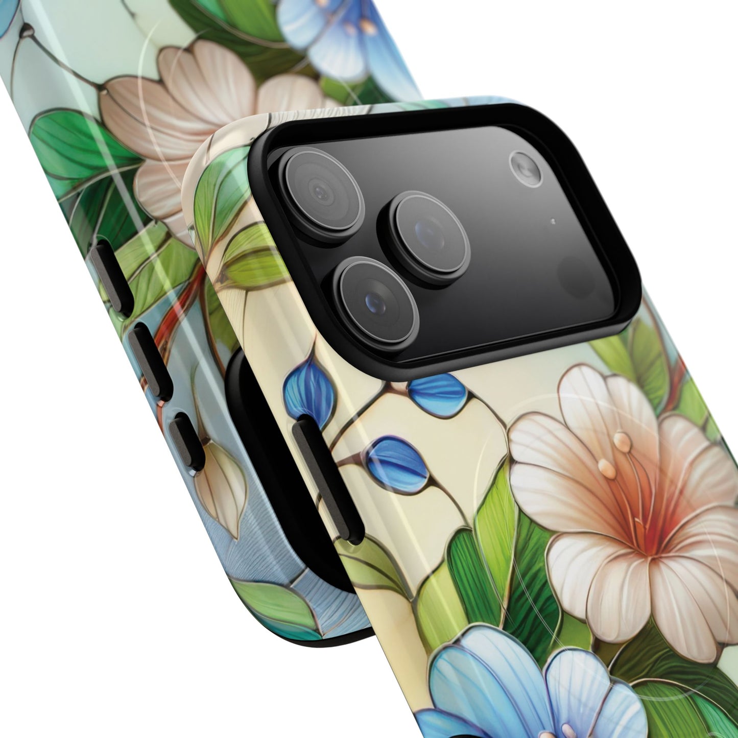 Rose Petal Mosaic Tough iPhone Magnetic Case, Durable Protection, Stylish iPhone Design, Gift for Her, Nature Lover, Unique Stained Glass  Accessory