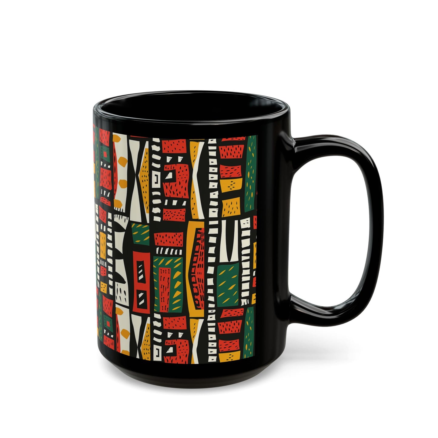 Tribal Harmony Black Mug - Unique Art Design for Home & Gifts