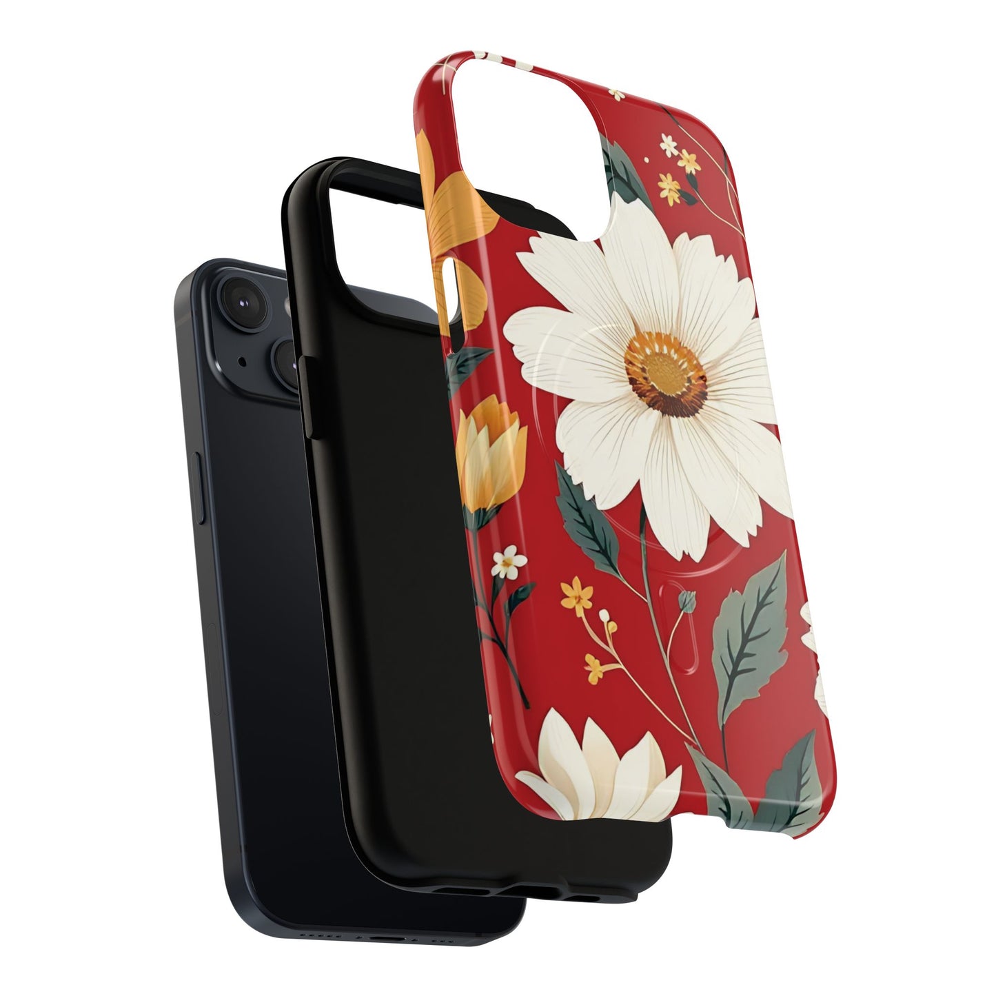 Floral Fusion Tough Magnetic Phone Case | Flower Design, Durable Protective Cover, Gift for Her, Spring Style, Unique Phone Accessory.