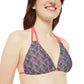 Pink Tropical Bliss Strappy Triangle Bikini Top (AOP)- (PY)