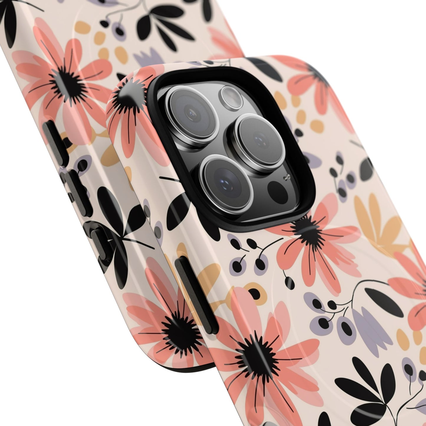 Stylish Soft Petal Noir iPhone Case, Floral iPhone Accessory for Her, Tough iPhone Magnetic Cases, Trendy iPhone Cover, Gift for Friends, Summer Vibes