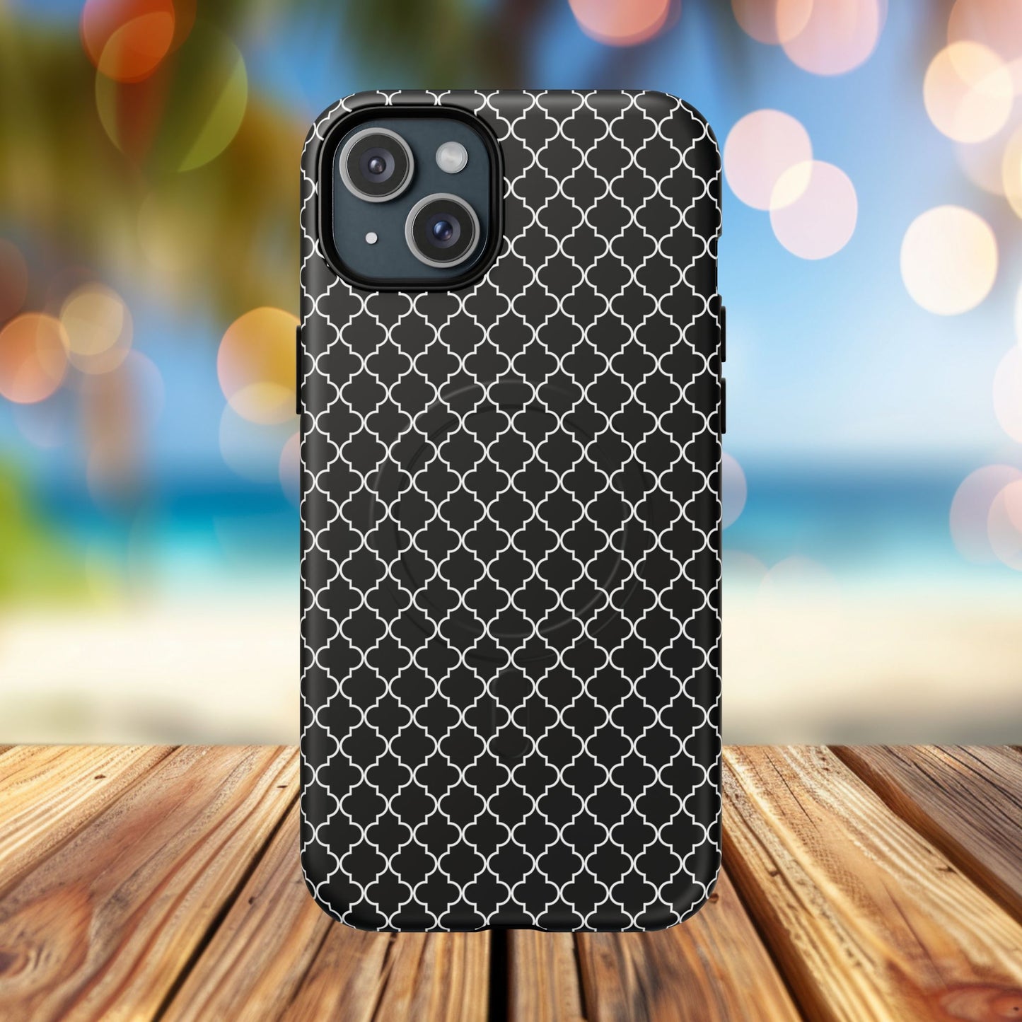 Noir Mosaic Tough iPhone Magnetic Case, Geometric Patterned Case, Durable iPhone Cover, Unique Tech Accessories, Perfect Gift for Him/Her